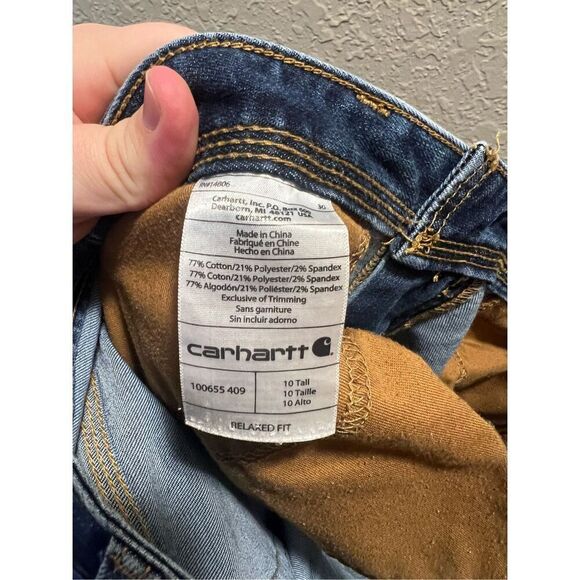 Carhartt Relaxed Fit Woman’s Blue Jeans Size 10 Tall - See Photos - Picture 11 of 11